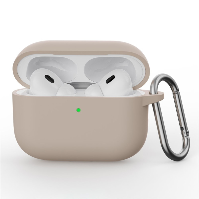 Til AirPods Pro 3 Silikondeksel Integrert Bluetooth-øretelefondeksel med krok - Sand Pink