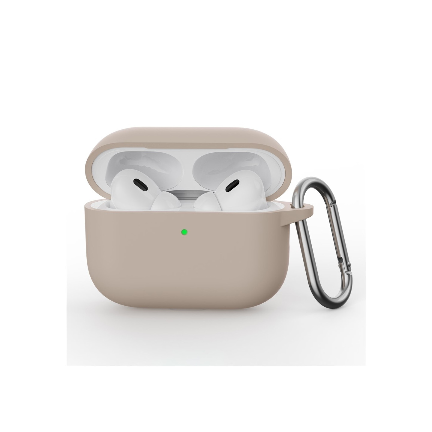 Til AirPods Pro 3 Silikone Etui Integreret Bluetooth Høretelefon Cover med Krog - Sand Pink