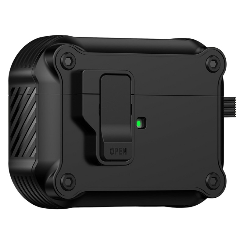 AirPods Pro 3:lle suojakotelo TPU + PC-kuori koukulla / karabiinihaalla - Musta