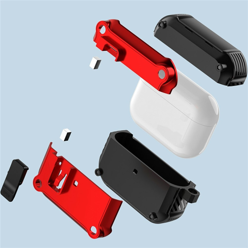 For AirPods Pro 3 Protective Case TPU + PC Shell with Hook / Carabiner - Black