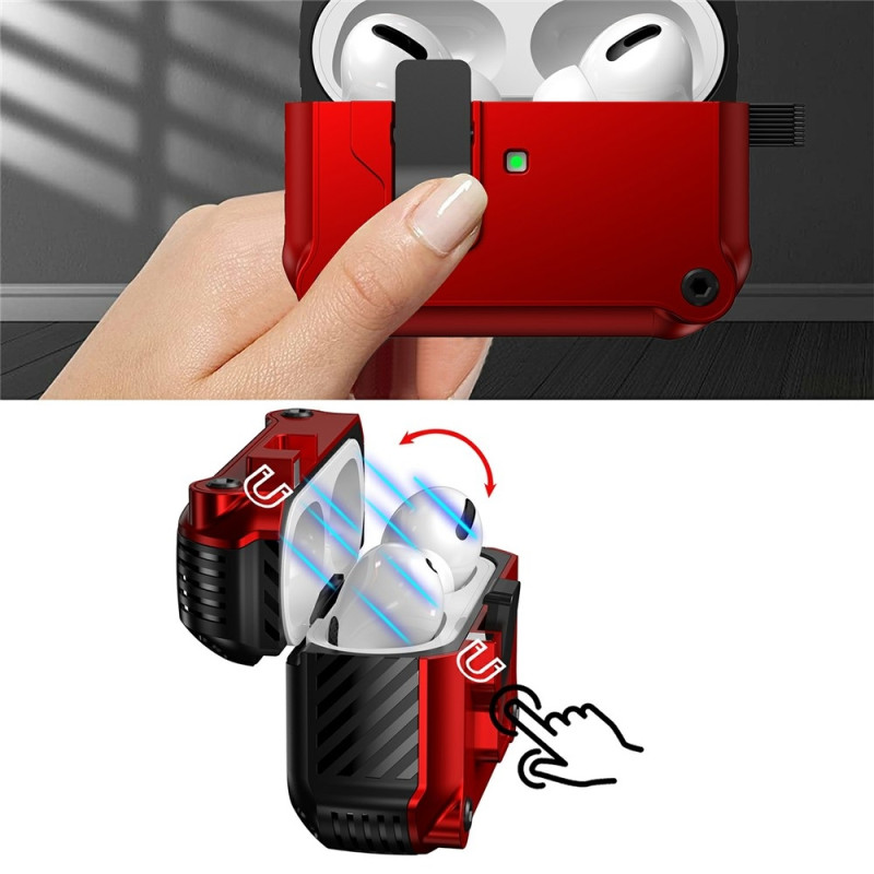 Til AirPods Pro 3 Beskyttende Etui TPU + PC Skal med Krog / Karabinhage - Sort