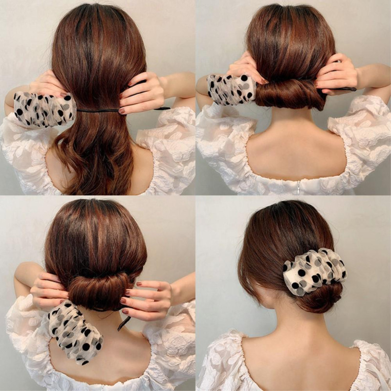 Lace Polka - dot Women Hair Bun Maker Hairstyle Making Tool