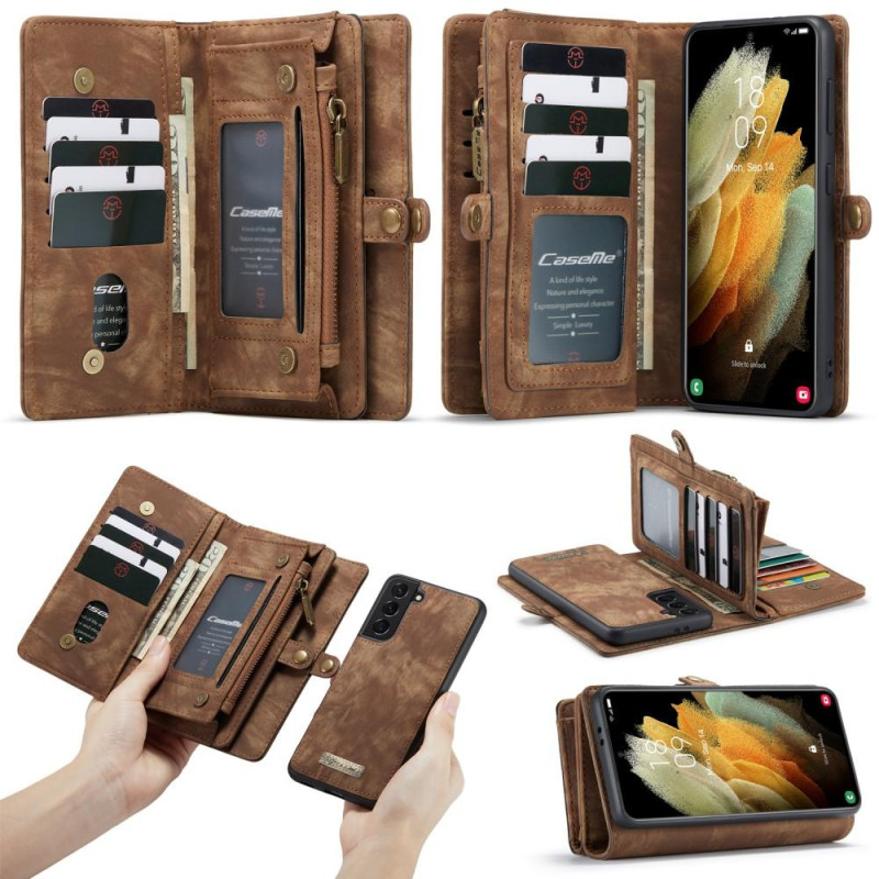 CASEME Samsung Galaxy S21 Retro Lær Lommebok - deksel - Brun