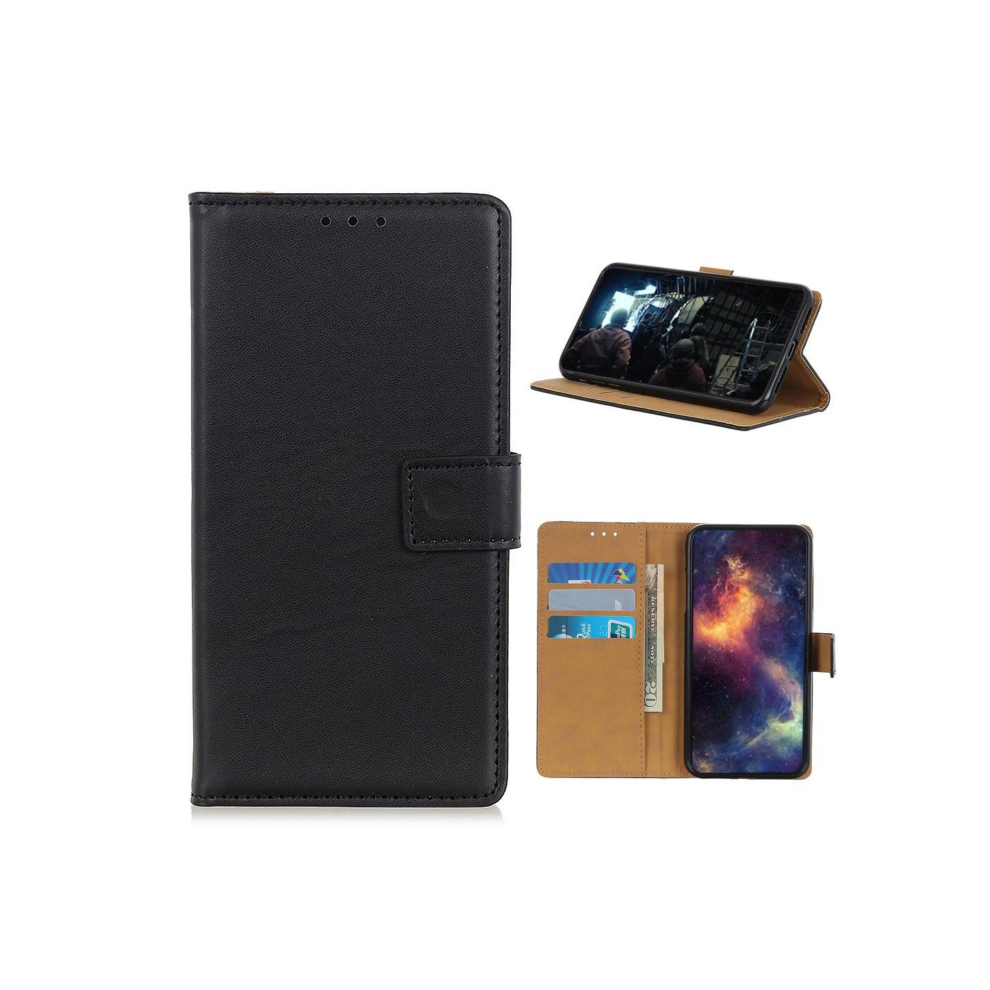 Alcatel 3X (2020) Wallet Stand Protective Phone Case - Black