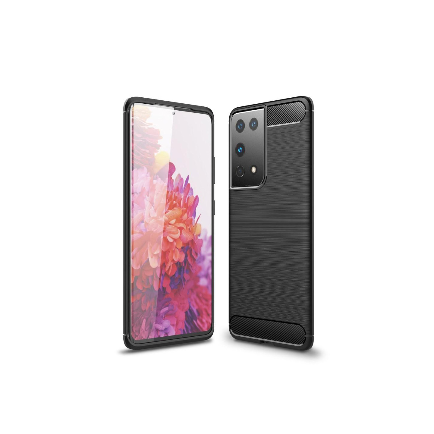 Samsung Galaxy S21 Ultra Karbonfiber Teksturcover - Sort