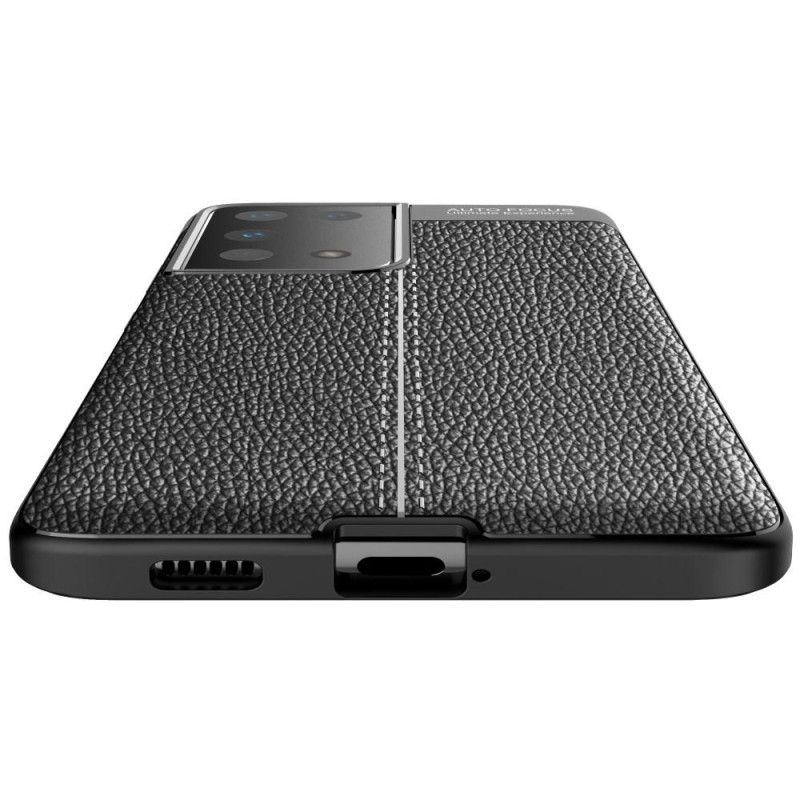 Litchi Coated Casing Samsung Galaxy S21 Ultra - Black