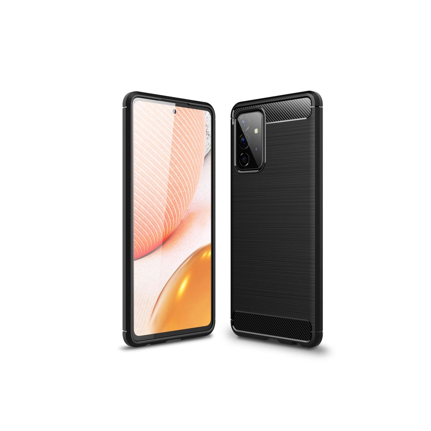 Samsung Galaxy A72 5G Karbonfiber Teksturcover - Sort