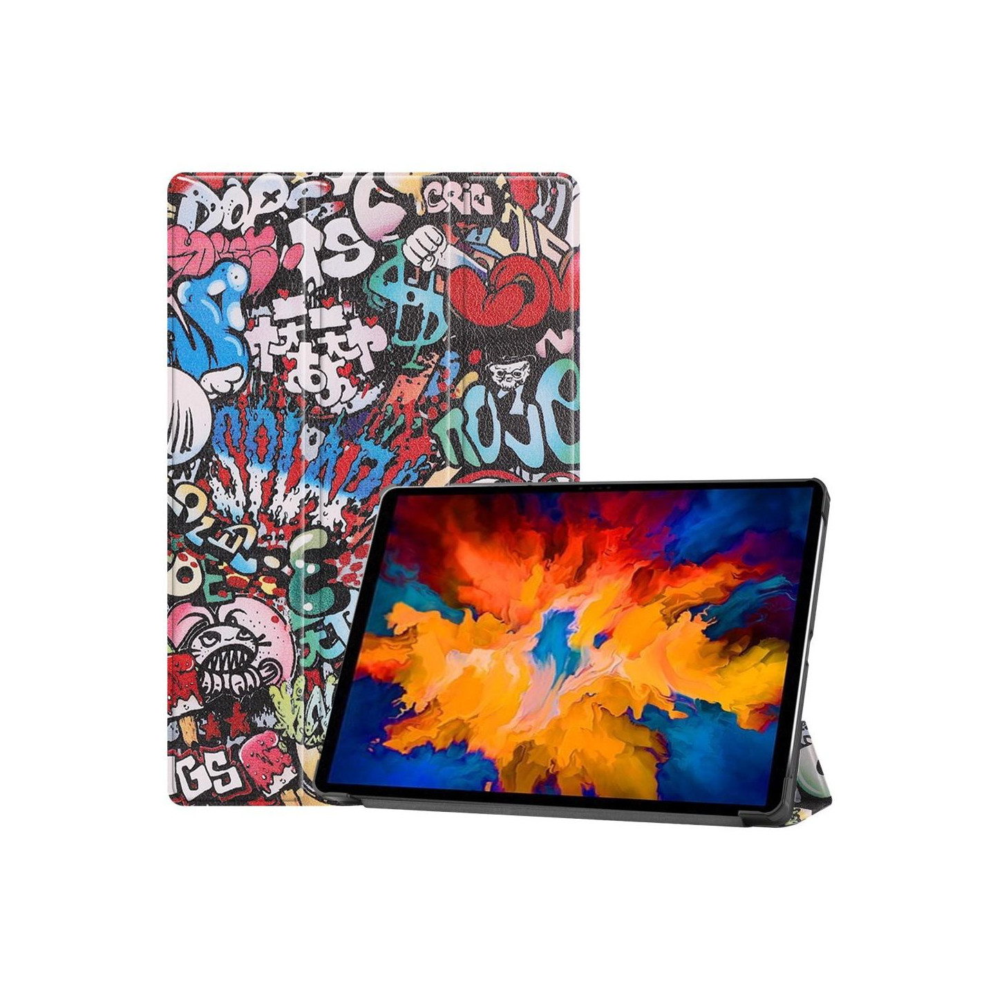Trefoldet stativdæksel til Lenovo Tab P11 Pro TB - J706F - Graffiti