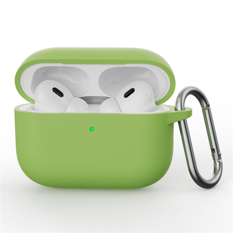 For AirPods Pro 3 Silicone Case Integrated Bluetooth Earphone Cover with Hook - Matcha
