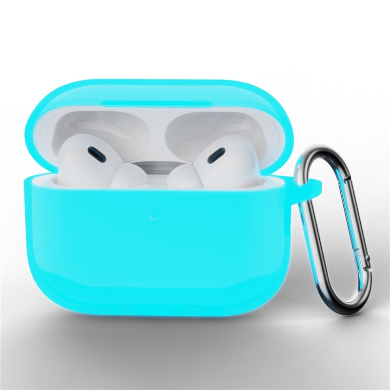 AirPods Pro 3 -kuulokkeille tarkoitettu silikonikuori, integroitu Bluetooth-kuulokkeiden suojus koukulla - Luminous