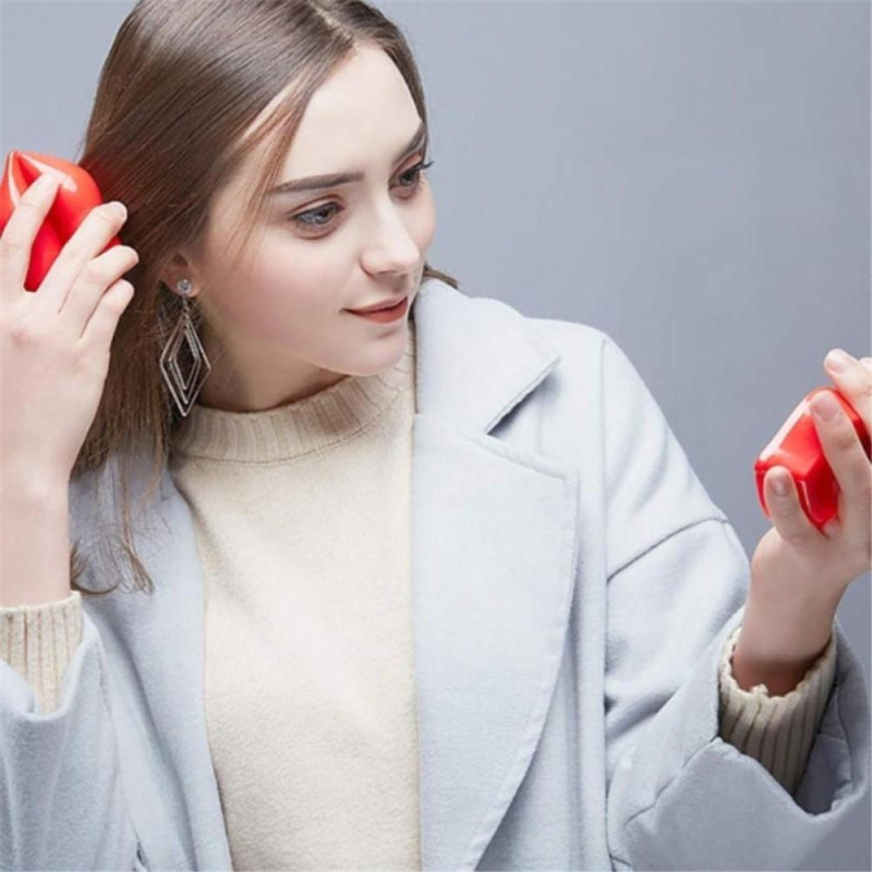 Lip - Shaped Hair Comb Compact Hair Brush Hairbrush with Mirror