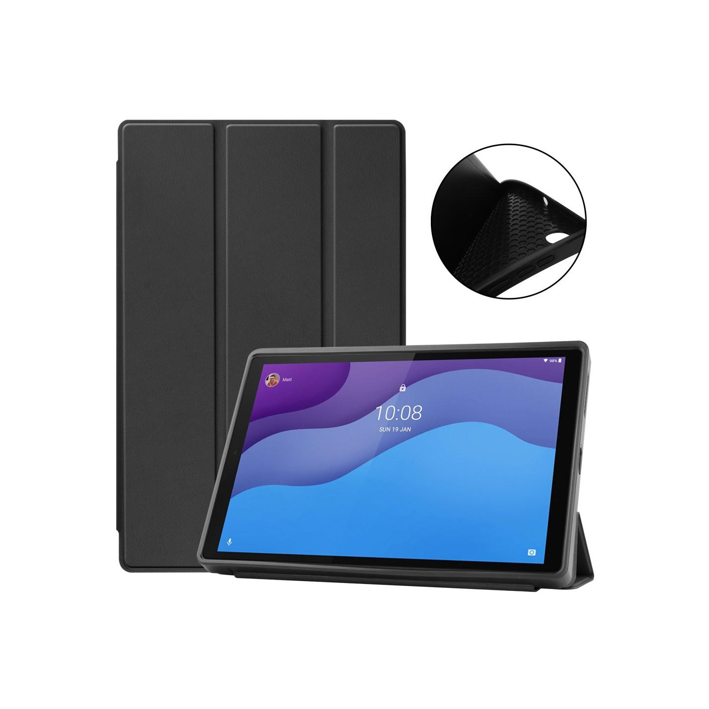 Kolminkertainen telinekotelo Lenovo Tab M10 HD Gen 2 TB - X306F - musta