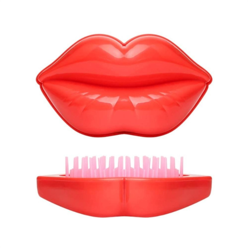 Lip - Shaped Hair Comb Compact Hair Brush Hairbrush with Mirror