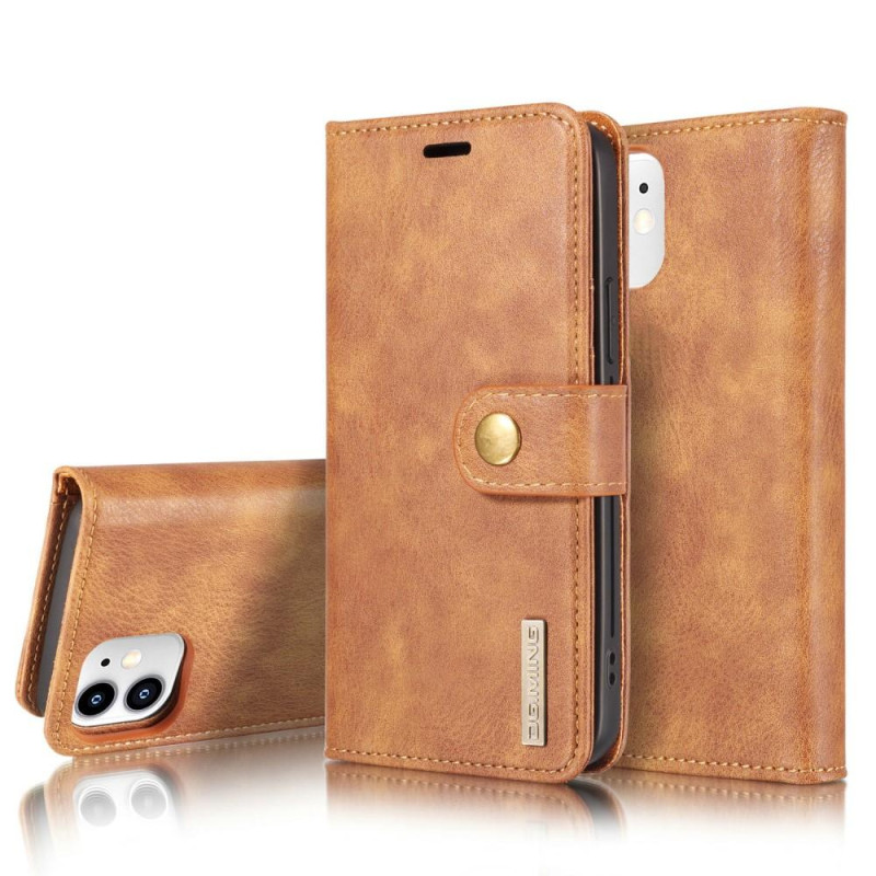 DG.MING For iPhone 12 Mini Stylish Wallet Case - Brown