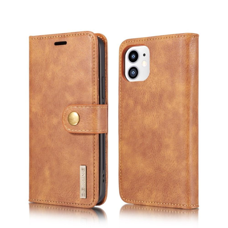 DG.MING For iPhone 12 Mini Stylish Wallet Case - Brown