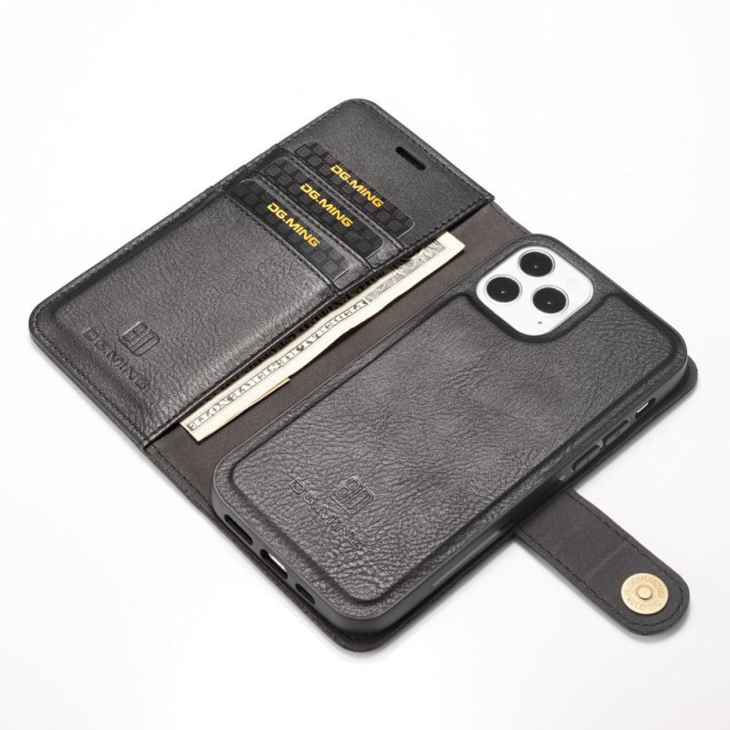 DG.MING For iPhone 12 Pro Max Stylish Wallet Case - Black