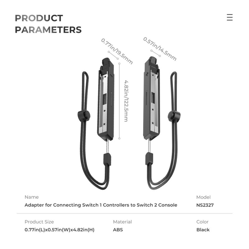 Joy-Con-adapter kompatibel med Nintendo Switch 1-kontroller til Switch 2