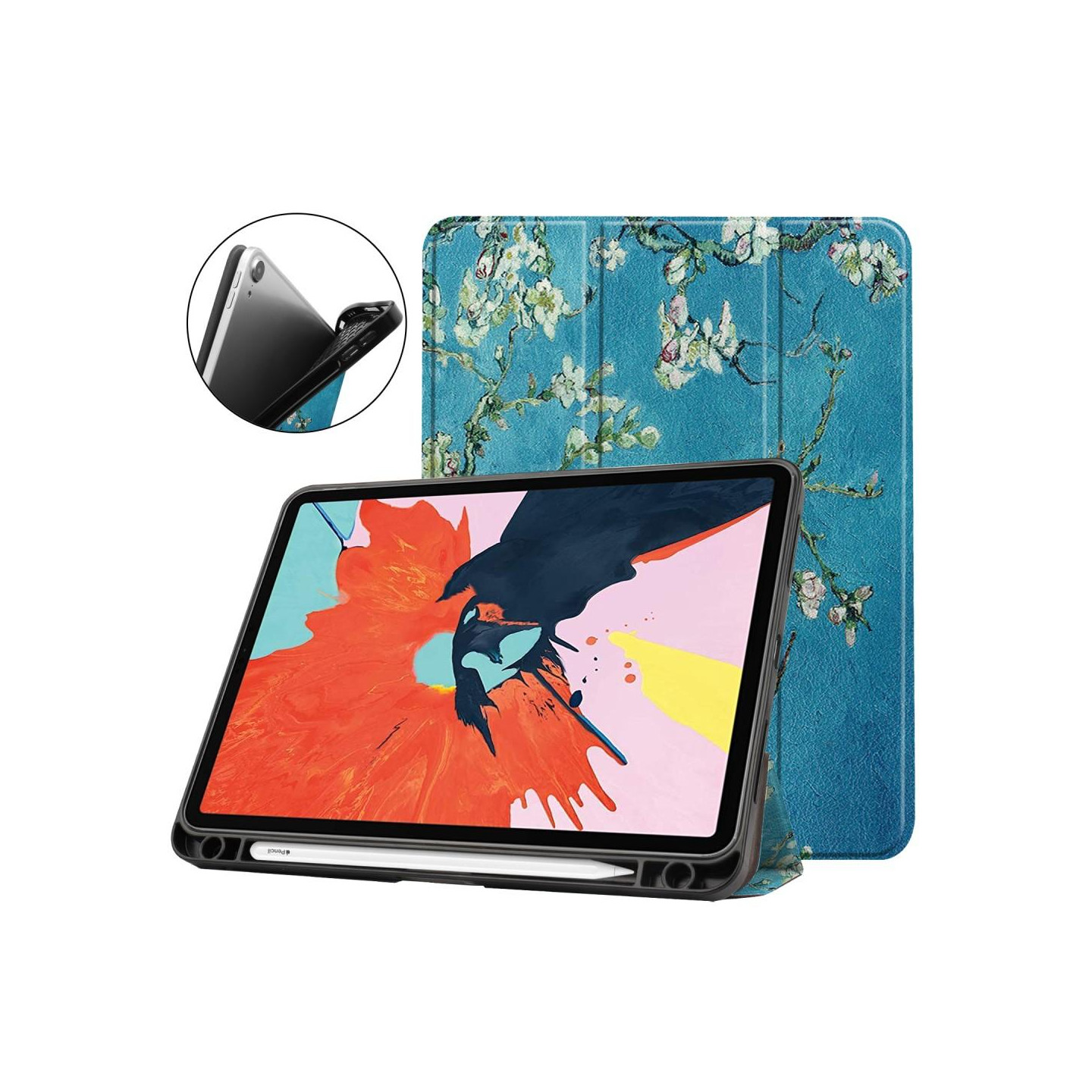 Apple iPad Air (2020) (2022) Trippeldeksel med smal passform - Tre med blomster