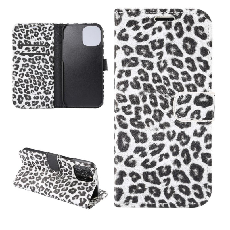 iPhone 12/12 Pro Lommebok - deksel Leopard - Hvit