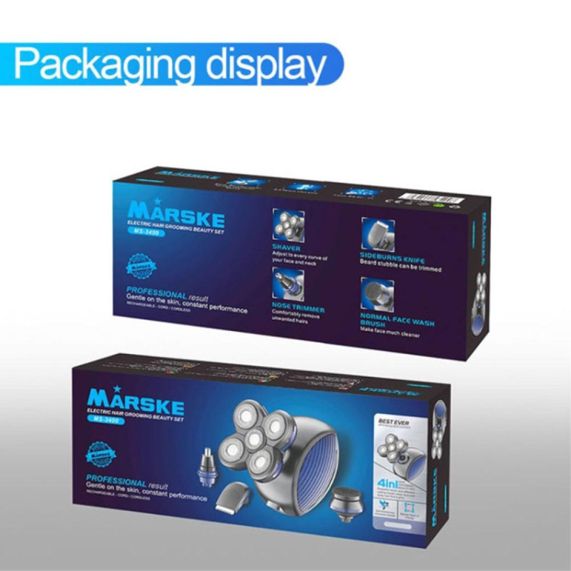 Men's Electric Head Shaver Bald Head Waterproof Razor 4 - in - 1