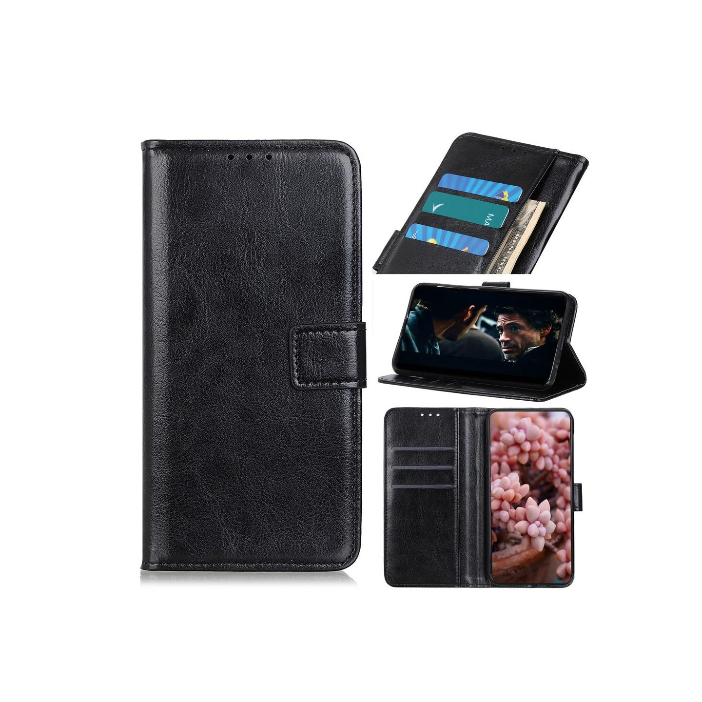 Motorola Moto E6s Crazy Horse Wallet Stand Case