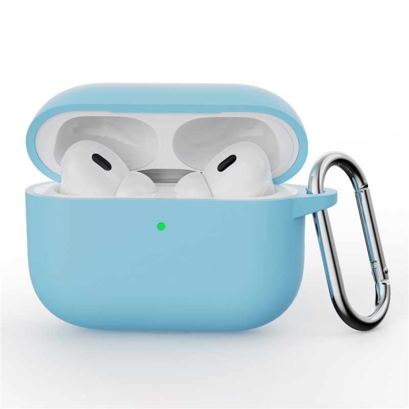 Til AirPods Pro 3 Silikone Etui Integreret Bluetooth Høretelefon Cover med Krog - Lyseblå