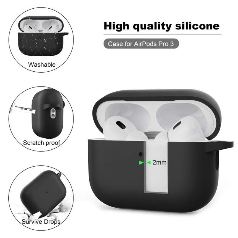 Til AirPods Pro 3 Silikondeksel Integrert Bluetooth-øretelefondeksel med krok