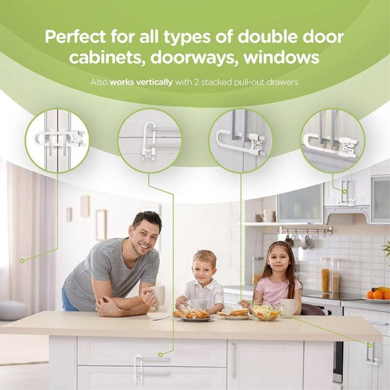 Child Proof Cabinet Lock Baby Safety Lock U Shaped Cabinet Latch for Home
