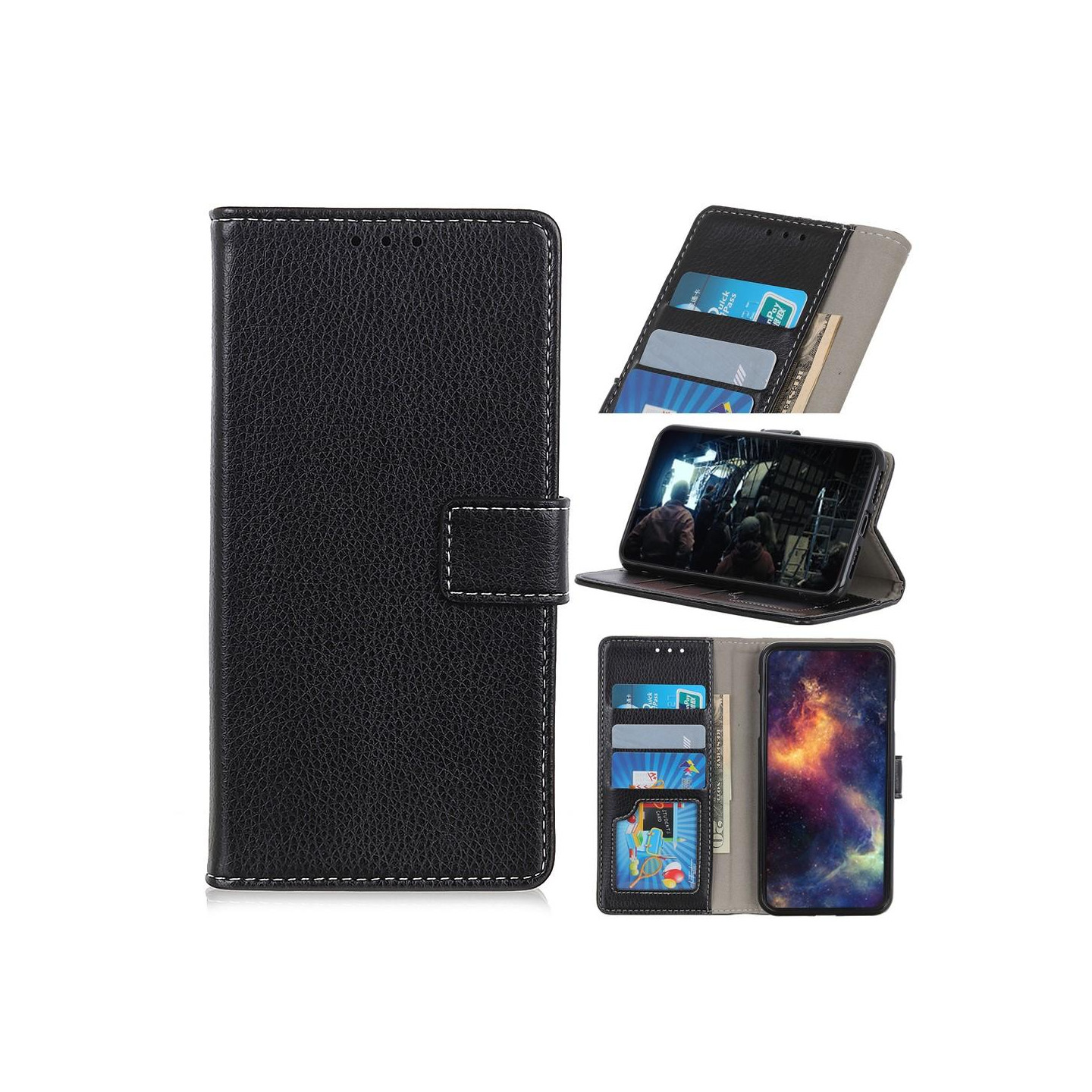 Litchi Skin Cell Phone Case for OnePlus Nord - Black