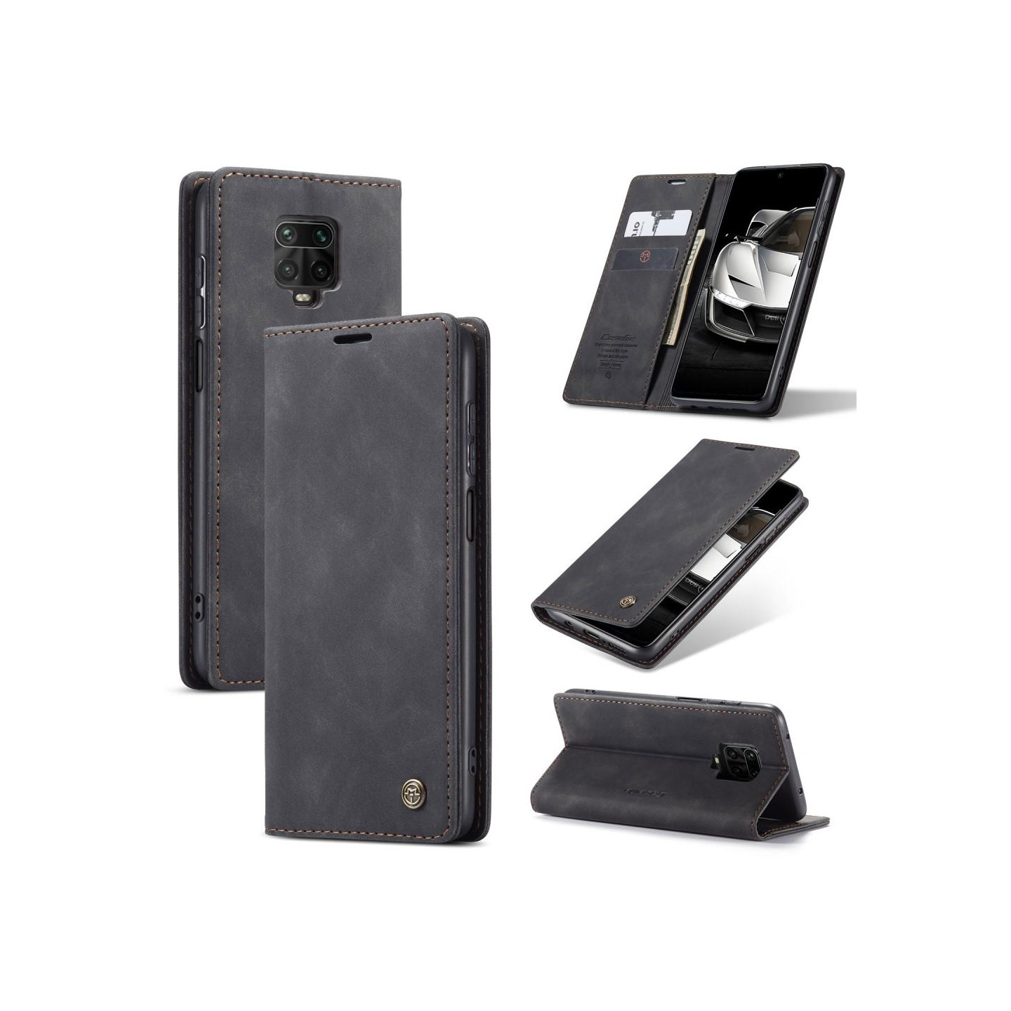 CASEME Retro tegnebog taske til Xiaomi Redmi Note 9 Pro