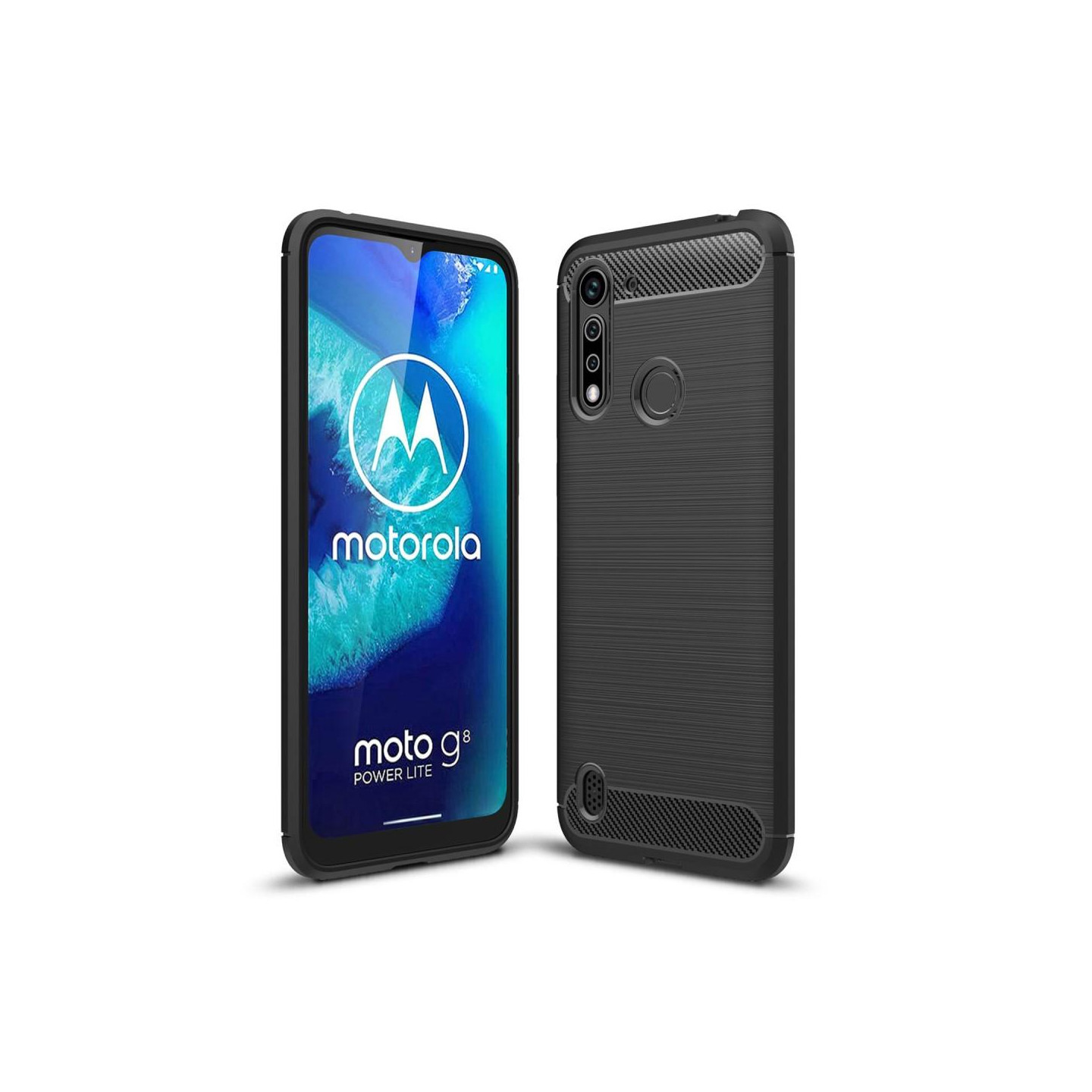 Motorola Moto G8 Power Lite Karbonfiber Deksel - Svart