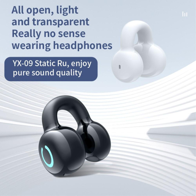 Clip - On Single Ear Bluetooth Headset Stereo Wireless Headphones