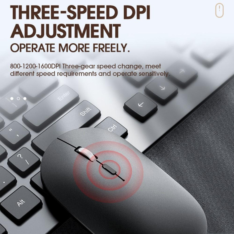 T - WOLF X2 genopladelig 2.4G+Bluetooth trådløs mus til pc