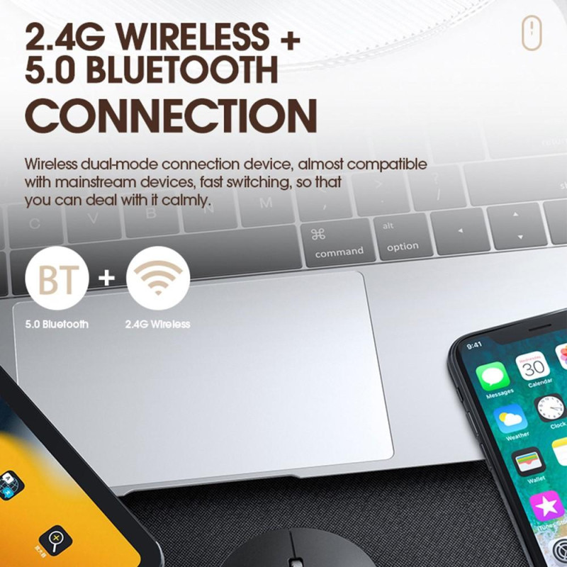 T - WOLF X2 Rechargeable 2.4G+Bluetooth Wireless Mouse for PC