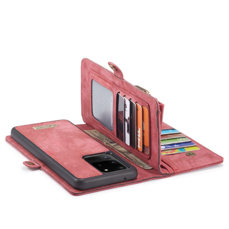 CASEME Samsung Galaxy S20 Ultra Retro Lær Lommebok - deksel - Rød