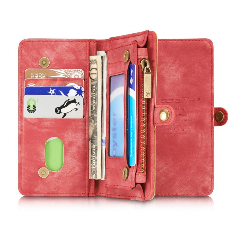 CASEME iPhone 8 / 7 / SE Retro Split läder plånbokscase - Red